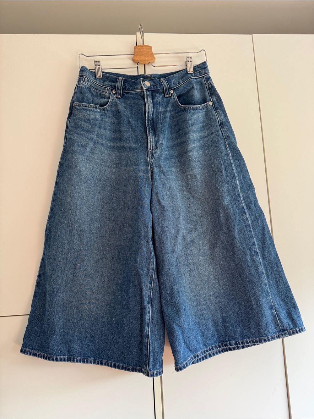 Wide Leg Blue Denim Culotte for Women